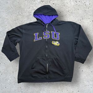 LSU Tigers Purple Gold Colosseum Mens 5XL Hoodie Jacket Black Purple Lining